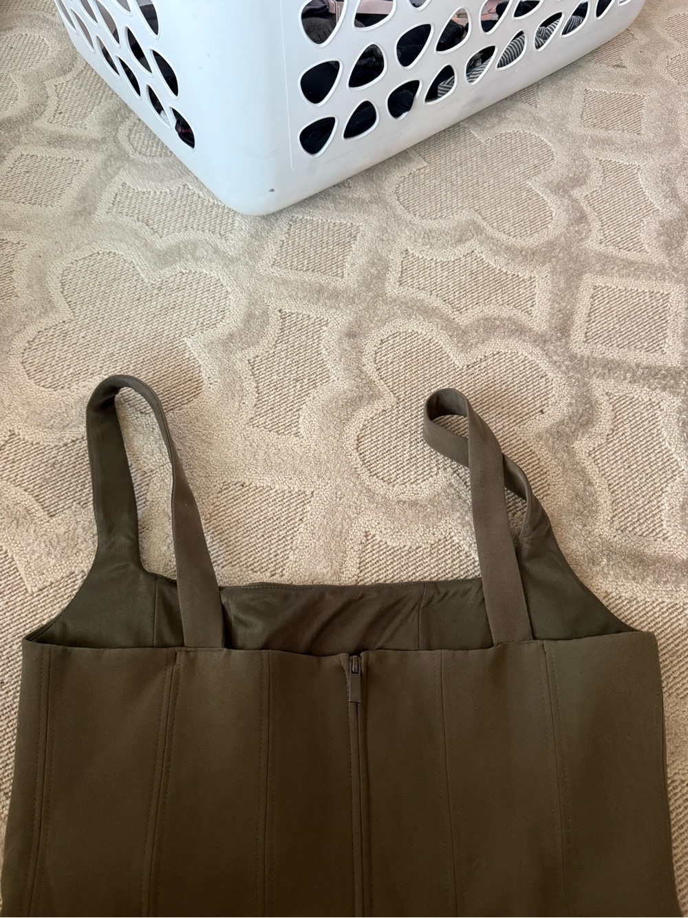 Olive Green Square Neck Dress with Straps